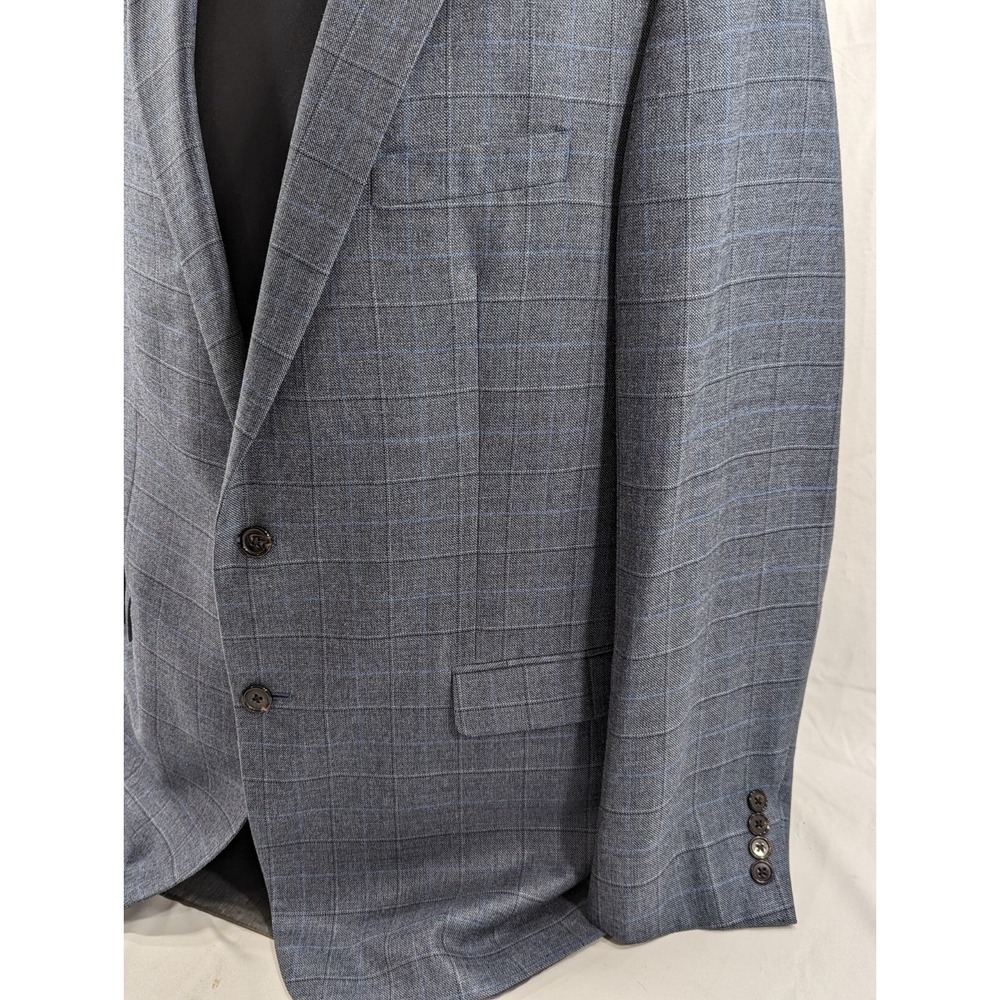 Ralph Lauren Blazer Sport Suit Jacket Coat Silk‎ Wool 44L Blue Gray Plaid Check - Picture 4 of 14